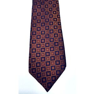 Canali Silk Tie Brown Blue Purple Geometric Square Made in Italy Necktie